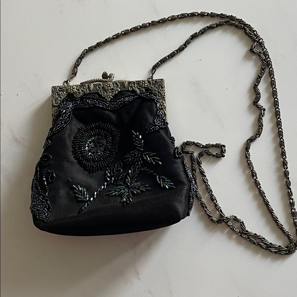 Preston & York Black Beaded Evening Mini Bag – Vintage Glam Style